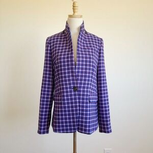 J.Crew Regent Blazer Purple Pink Plaid Womens Size 8 Preppy Career Classic